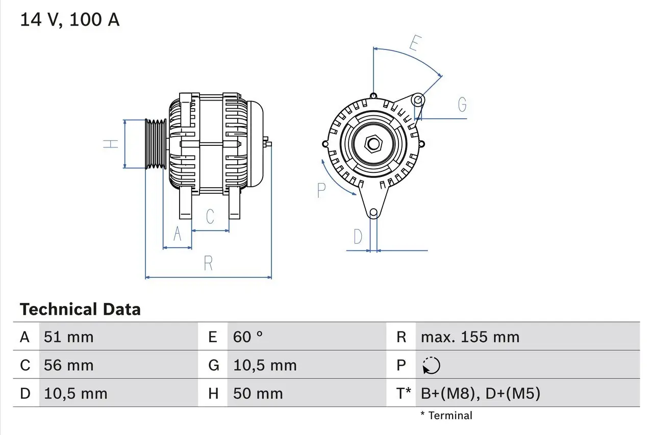 Generator 14 V BOSCH 0 986 041 330