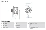 Generator 14 V BOSCH 0 986 041 381