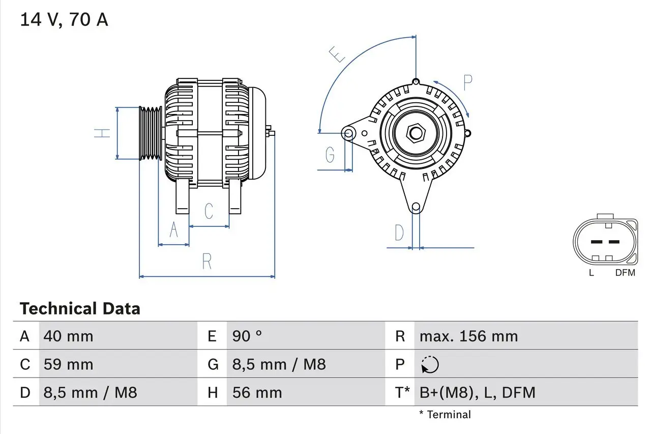 Generator 14 V BOSCH 0 986 041 480