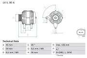 Generator 14 V BOSCH 0 986 041 500