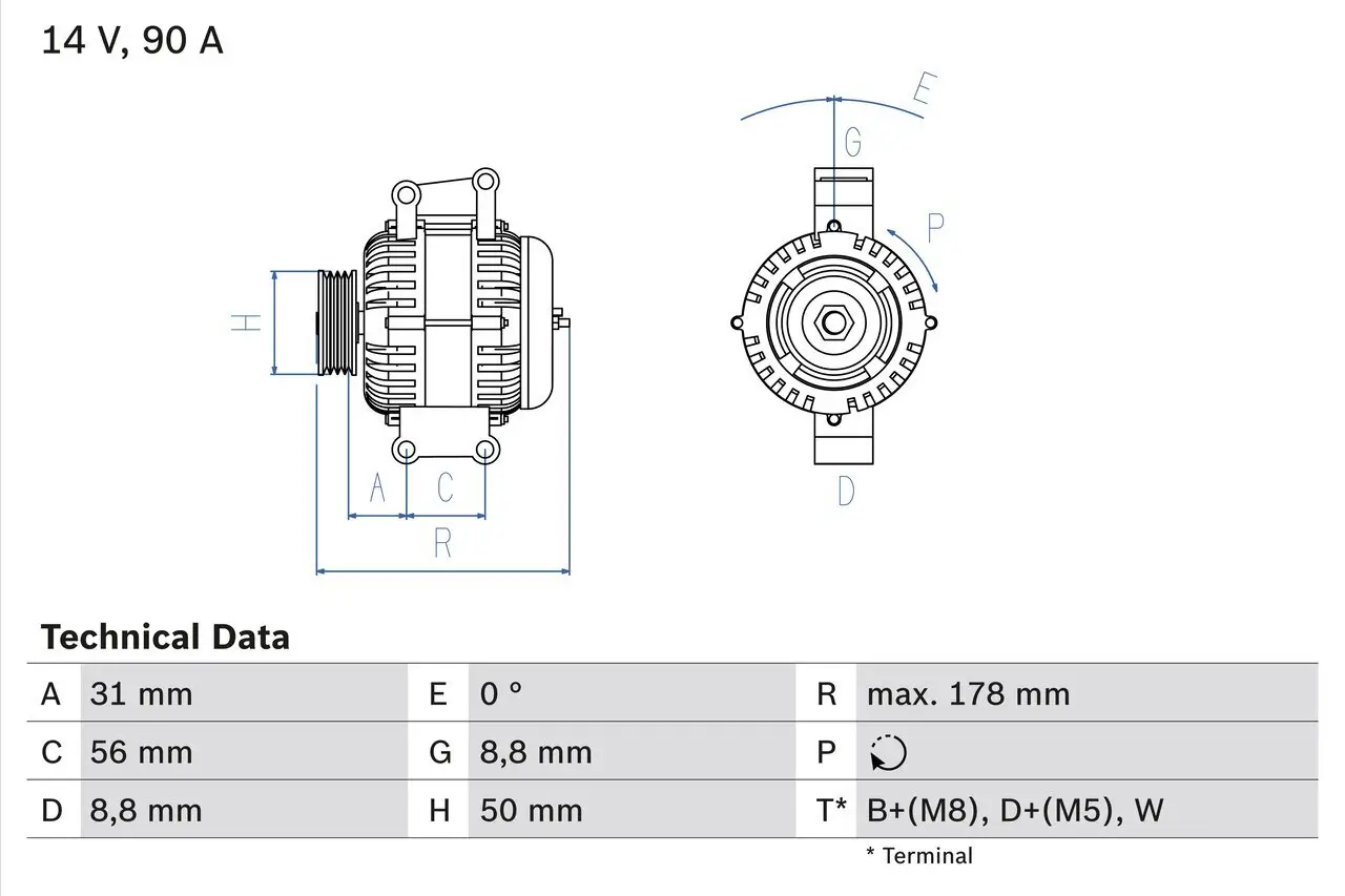 Generator 14 V BOSCH 0 986 041 530