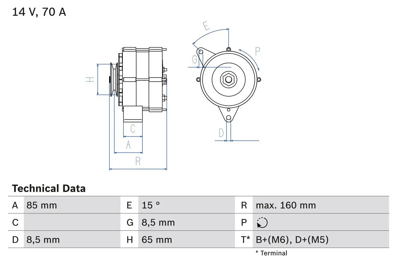 Generator 14 V BOSCH 0 986 041 620