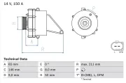 Generator 14 V BOSCH 0 986 041 760