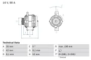 Generator 14 V BOSCH 0 986 041 800