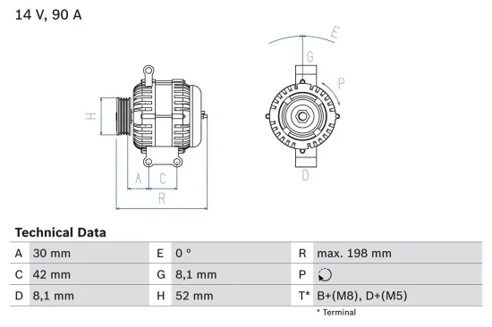 Generator 14 V BOSCH 0 986 041 800 Bild Generator 14 V BOSCH 0 986 041 800