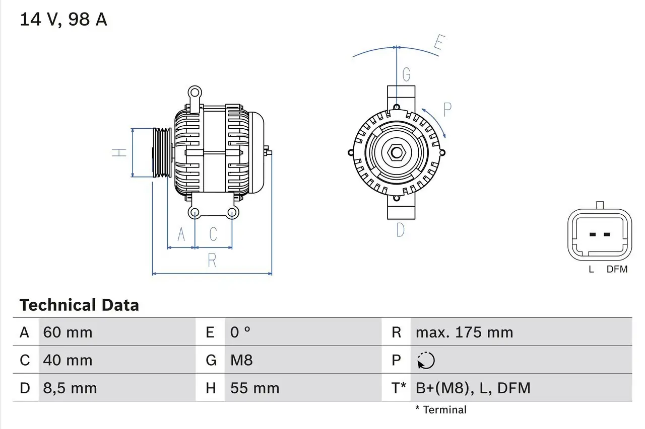 Generator 14 V BOSCH 0 986 041 850