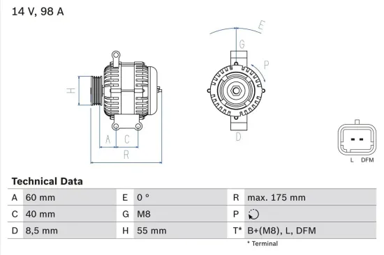 Generator 14 V BOSCH 0 986 041 850 Bild Generator 14 V BOSCH 0 986 041 850