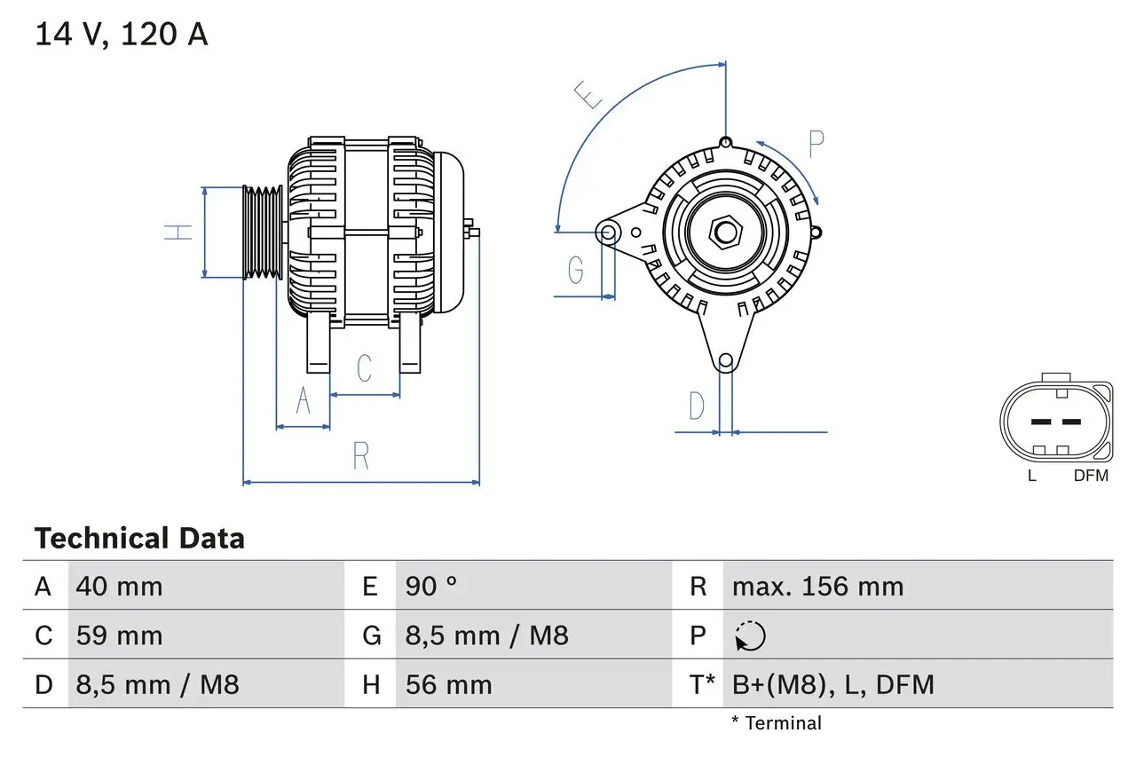 Generator 14 V BOSCH 0 986 041 860