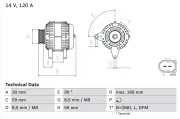 Generator 14 V BOSCH 0 986 041 870