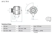 Generator 14 V BOSCH 0 986 041 910