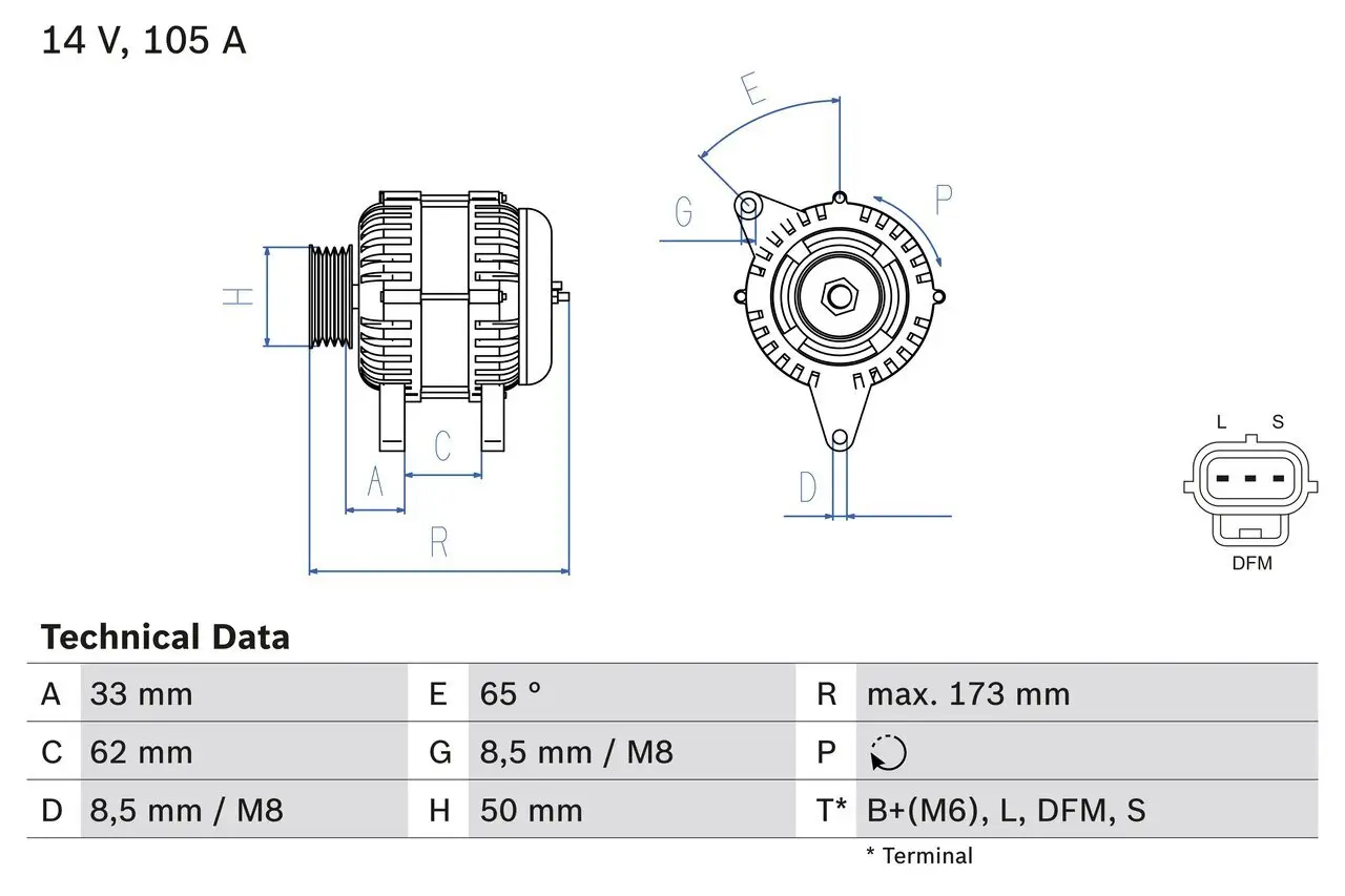 Generator 14 V BOSCH 0 986 041 950