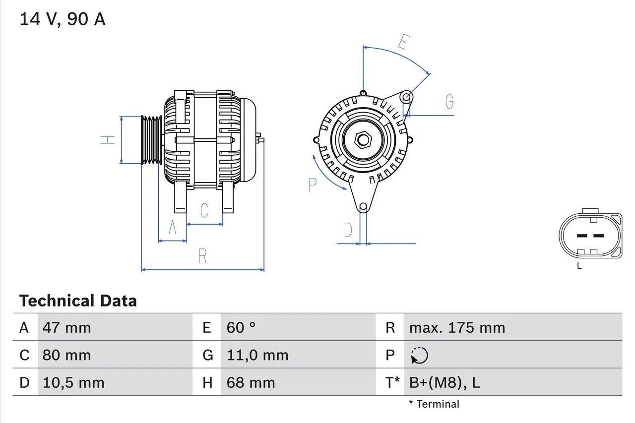Generator 14 V BOSCH 0 986 041 960