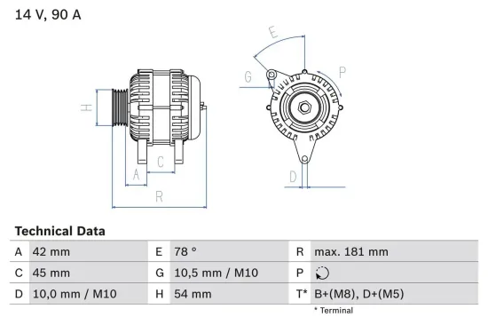 Generator 14 V BOSCH 0 986 042 091 Bild Generator 14 V BOSCH 0 986 042 091