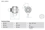 Generator 14 V BOSCH 0 986 042 181