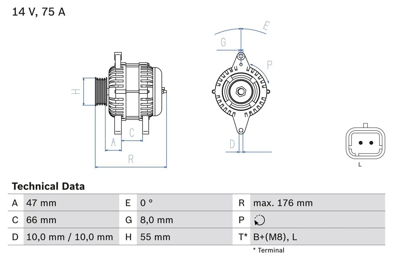 Generator 14 V BOSCH 0 986 042 191