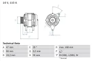 Generator 14 V BOSCH 0 986 042 201