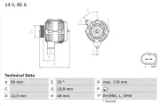 Generator 14 V BOSCH 0 986 042 470