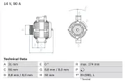 Generator 14 V BOSCH 0 986 042 530