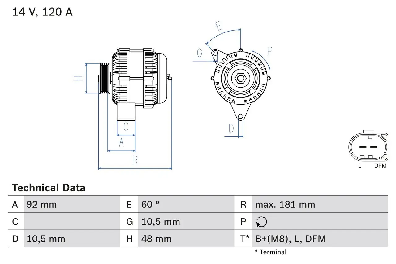 Generator 14 V BOSCH 0 986 042 540