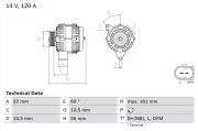 Generator 14 V BOSCH 0 986 042 550