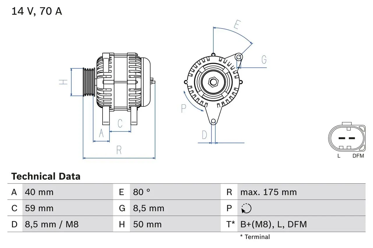 Generator 14 V BOSCH 0 986 042 620