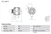 Generator 14 V BOSCH 0 986 042 660