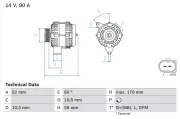 Generator 14 V BOSCH 0 986 042 730