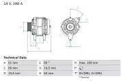 Generator 14 V BOSCH 0 986 042 750