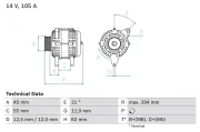 Generator 14 V BOSCH 0 986 042 780