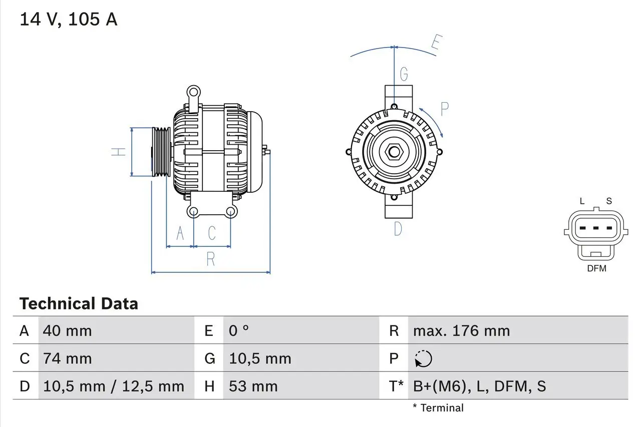 Generator 14 V BOSCH 0 986 042 790