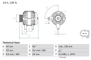 Generator 14 V BOSCH 0 986 042 810