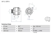 Generator 14 V BOSCH 0 986 042 820