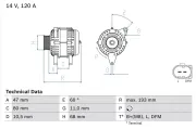 Generator 14 V BOSCH 0 986 042 820