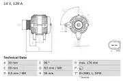 Generator 14 V BOSCH 0 986 042 830