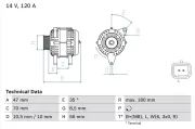 Generator 14 V BOSCH 0 986 043 091