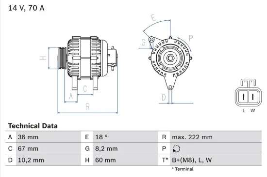 Generator 14 V BOSCH 0 986 043 101 Bild Generator 14 V BOSCH 0 986 043 101