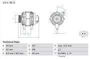 Generator 14 V BOSCH 0 986 043 141