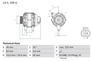 Generator 14 V BOSCH 0 986 043 981