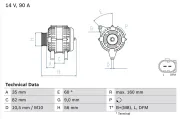 Generator 14 V BOSCH 0 986 044 300