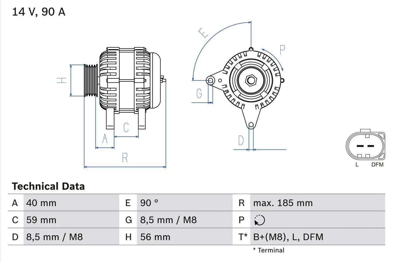 Generator 14 V BOSCH 0 986 044 380