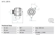 Generator 14 V BOSCH 0 986 044 440