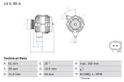 Generator 14 V BOSCH 0 986 044 490