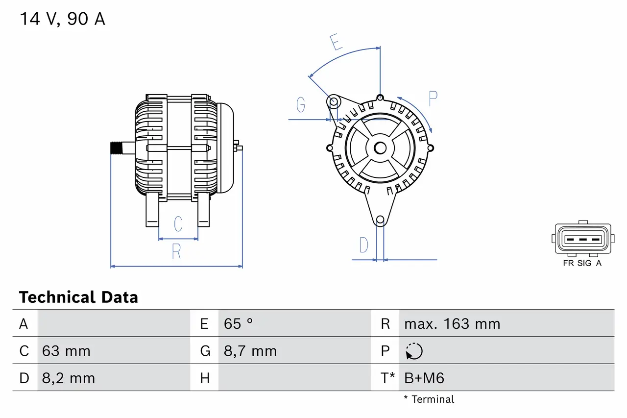 Generator 14 V BOSCH 0 986 044 651