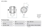 Generator 14 V BOSCH 0 986 044 651