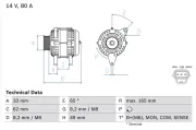 Generator 14 V BOSCH 0 986 044 671