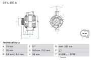 Generator 14 V BOSCH 0 986 044 910