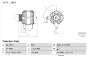 Generator 14 V BOSCH 0 986 045 031