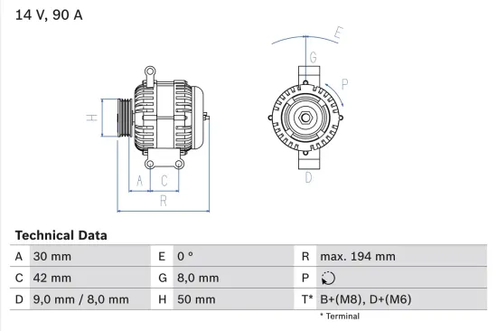Generator 14 V BOSCH 0 986 045 181 Bild Generator 14 V BOSCH 0 986 045 181