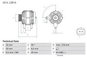 Generator 14 V BOSCH 0 986 045 241