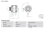 Generator 14 V BOSCH 0 986 045 251